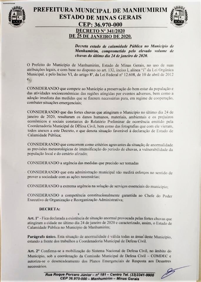 Decreto calamidade pag 1