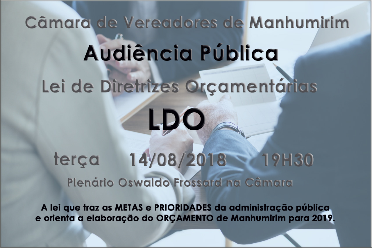 Câmara tem audiência pública na terça-feira sobre a LDO