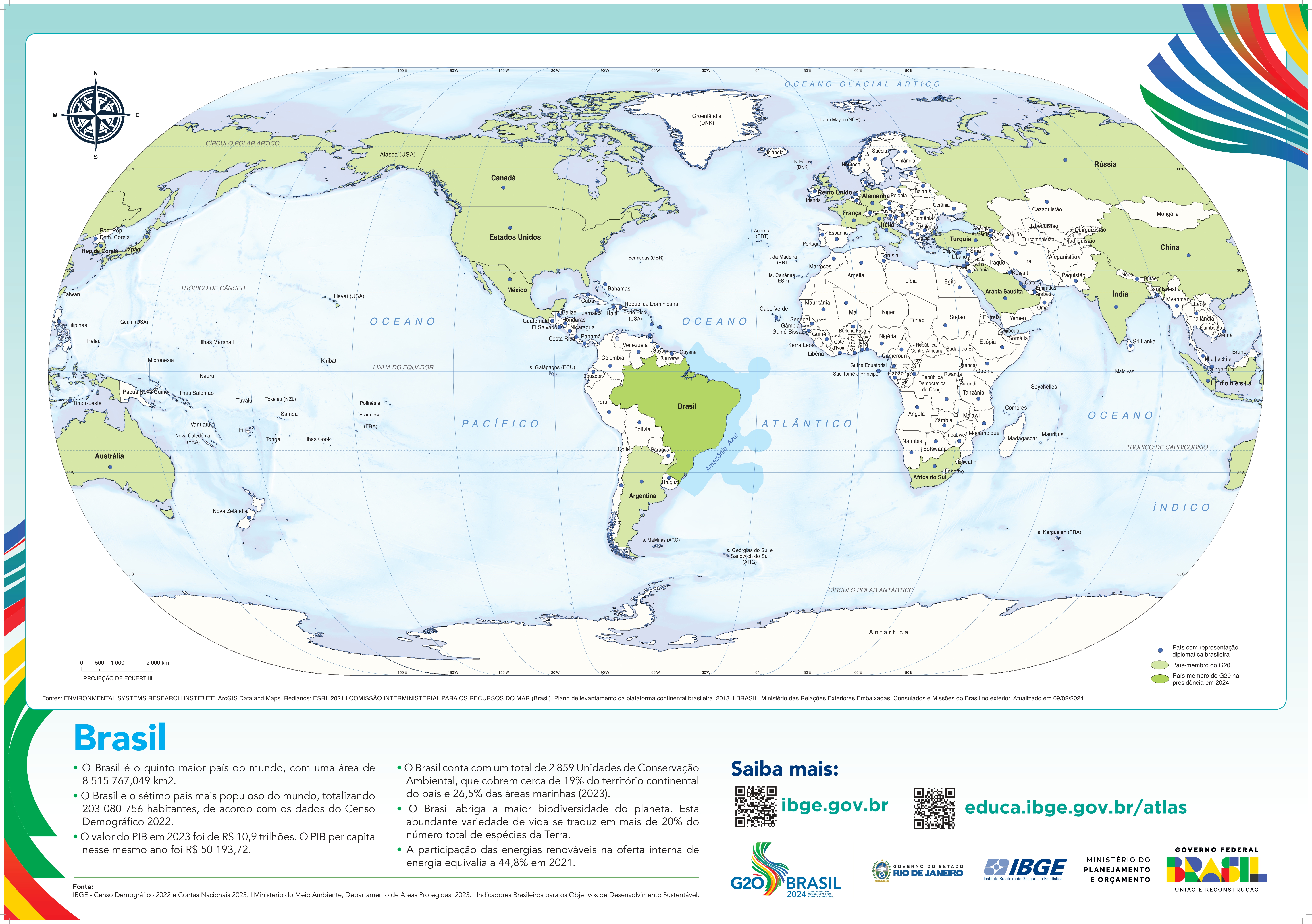 IBGE coloca Brasil no centro do Mapa Múndi