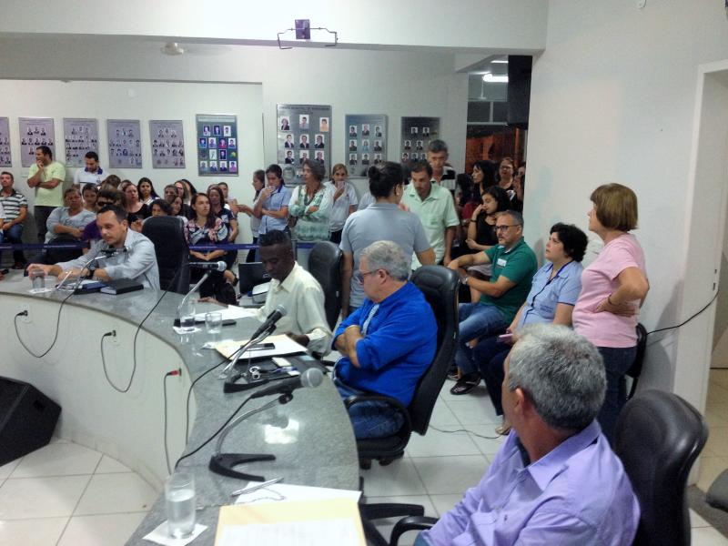 Professores se manifestam contra PEC 287 na Câmara de Manhumirim