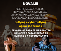 Publicada nova lei para proteção da criança e adolescente que inclui punição para o bullying e o cyberbullying