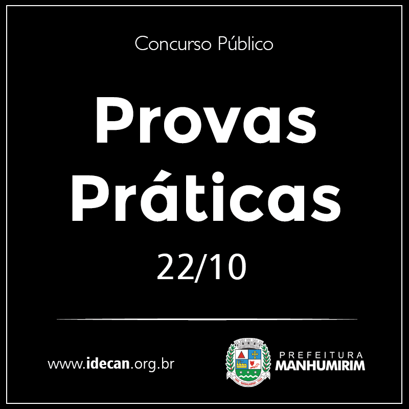 Será domingo 22/10 a prova prática do concurso da Prefeitura de Manhumirim