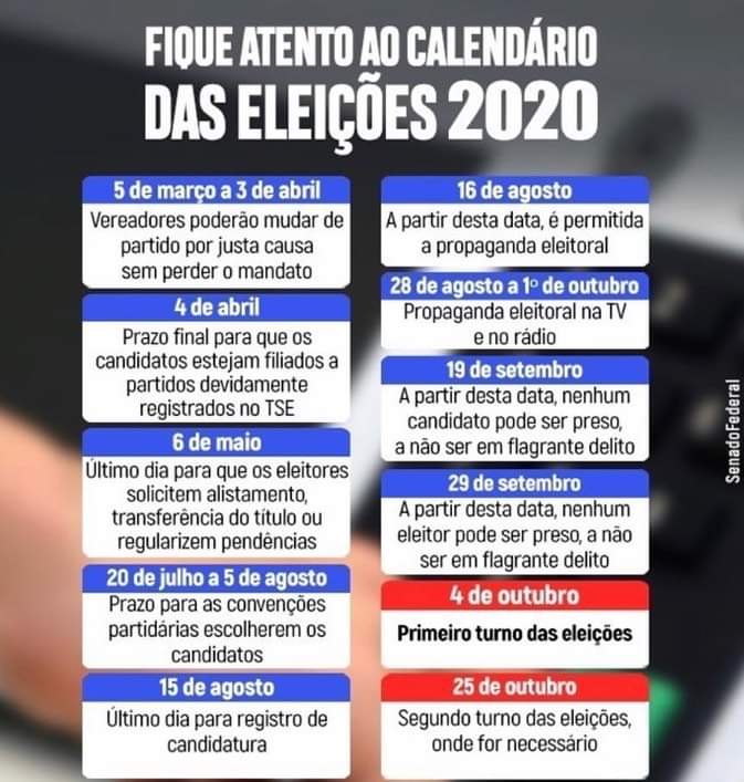 Você conhece o calendário das eleições 2020? 